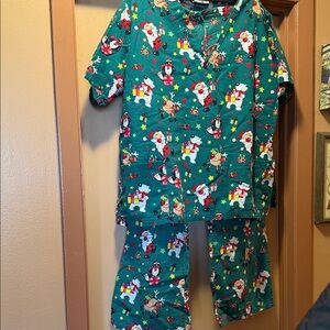 UA Scrubs Festive Green Pajama Set